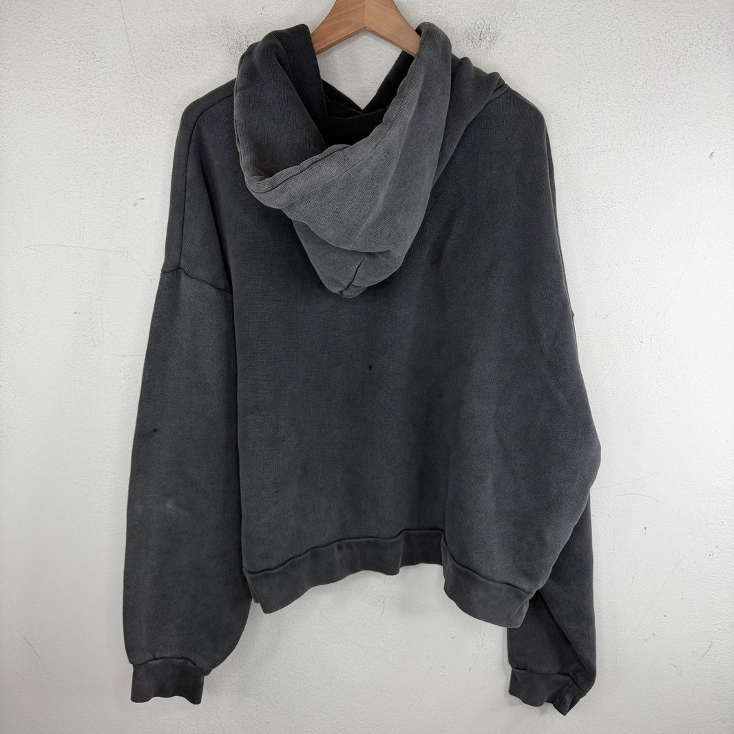 Acne Studios Plain Cropped Charcoal Gray Hoodie