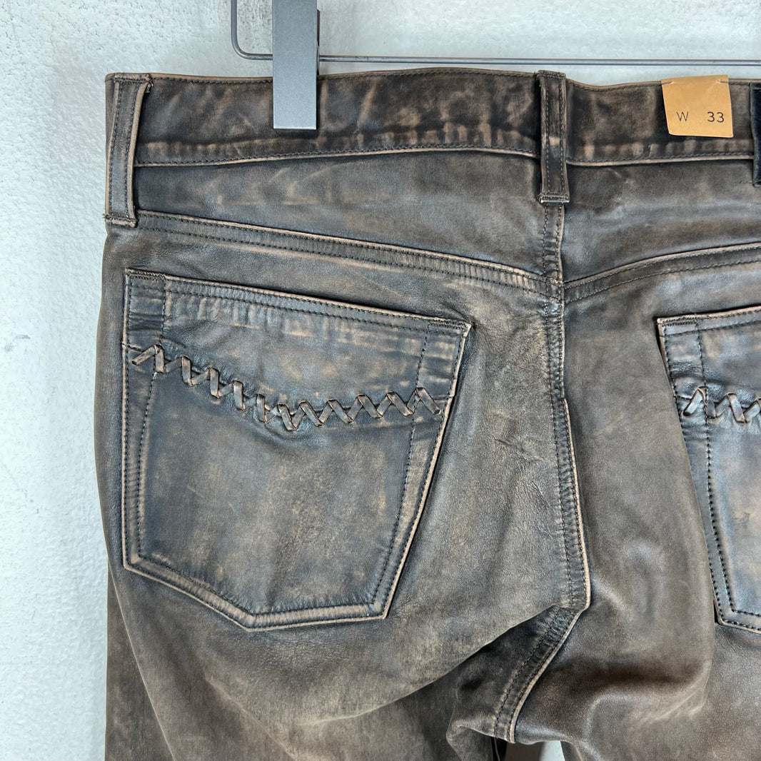 RRL Cross Stitch Leather Jeans