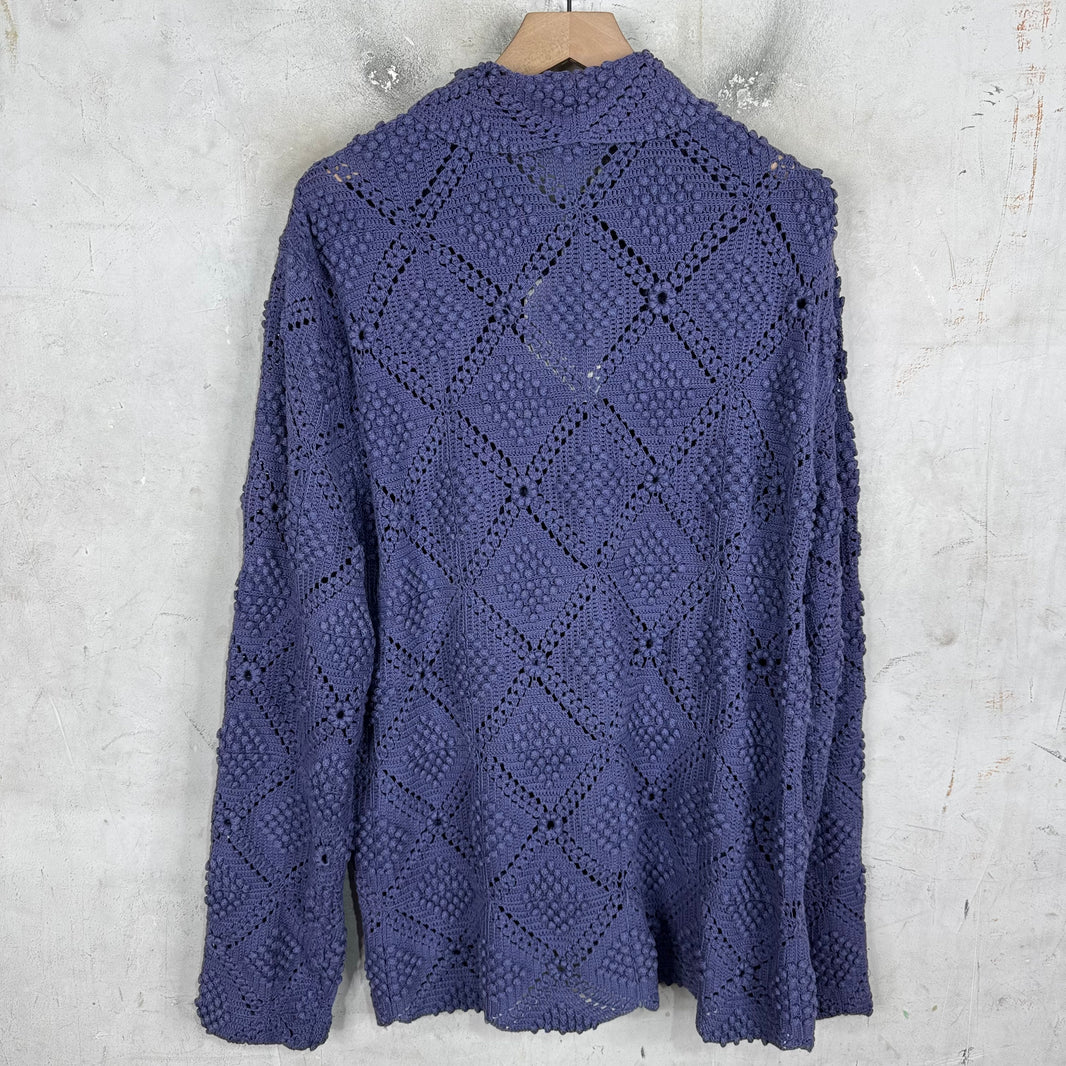 Bode Purple Crochet Shirt