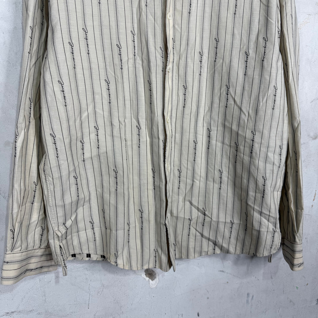 Jacquemus Pinstripe Script Logo LS Shirt
