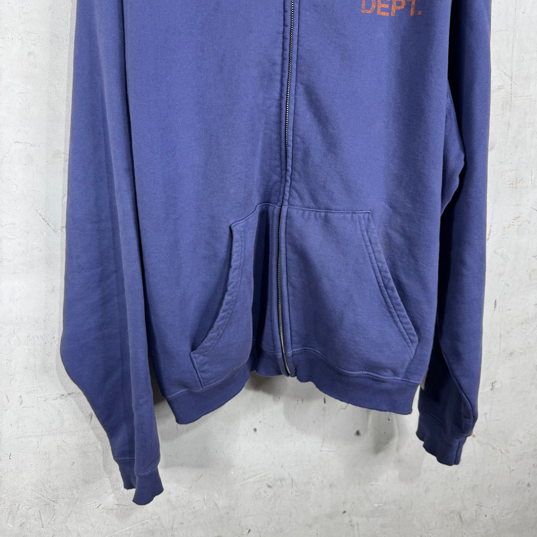 Gallery Dept Purple Zip Logo Hoodie