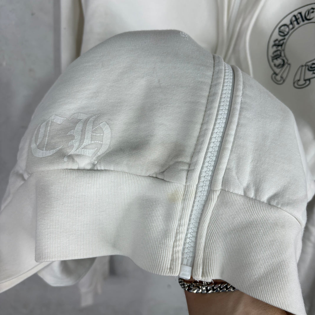 Chrome Hearts Smoked White Floral Horseshoe Zip Hoodie