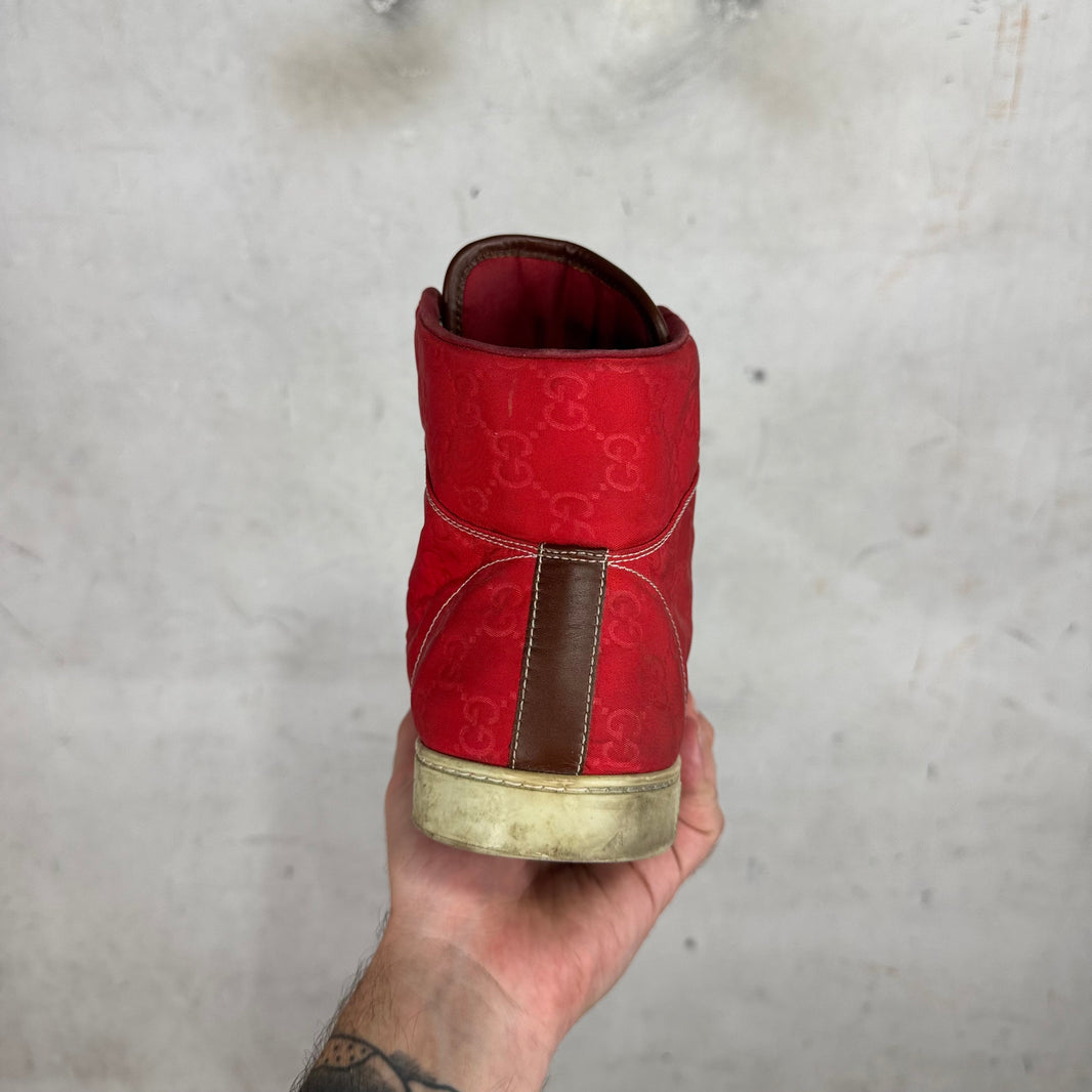 Gucci Red Nylon Monogram Sneakers