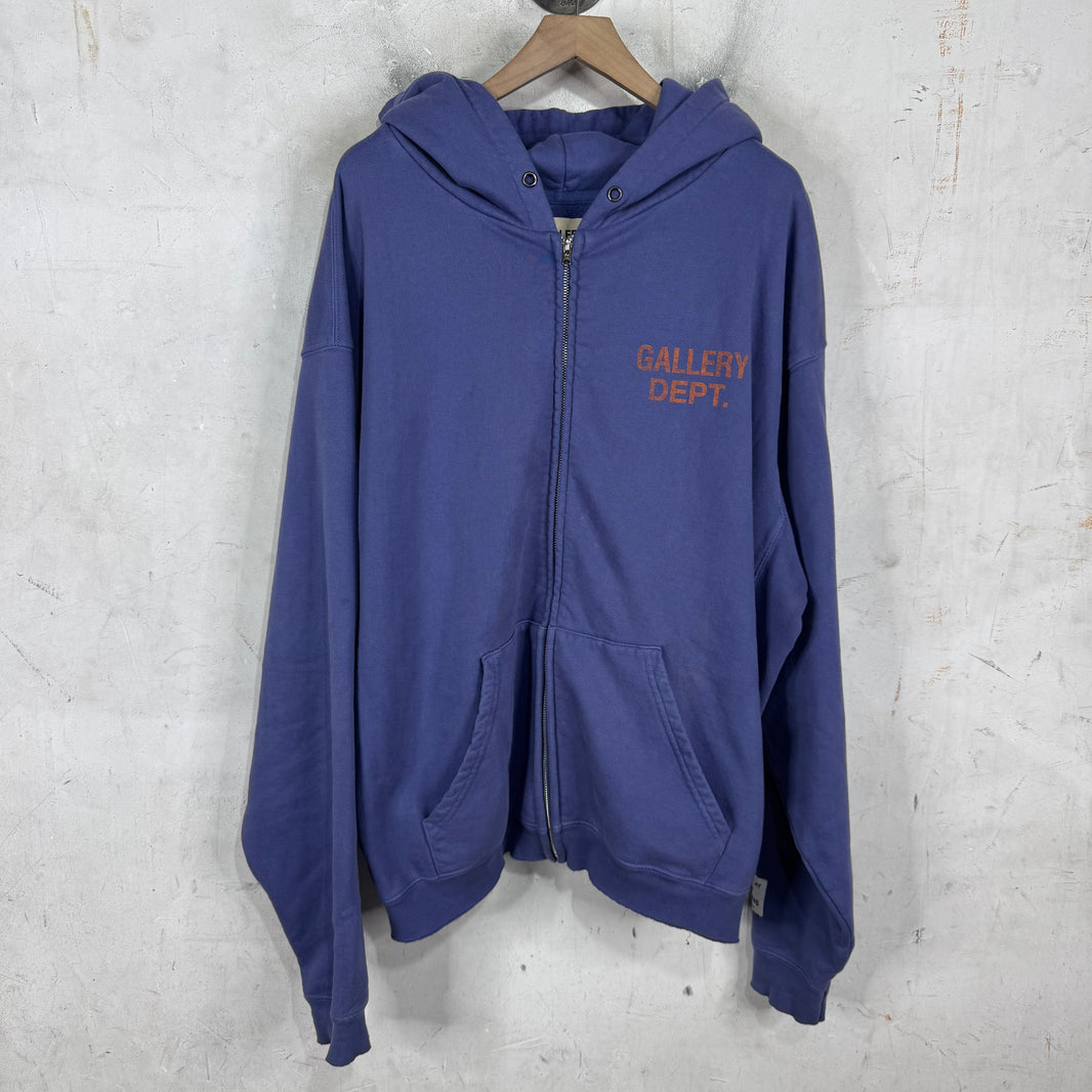 Gallery Dept Purple Zip Logo Hoodie