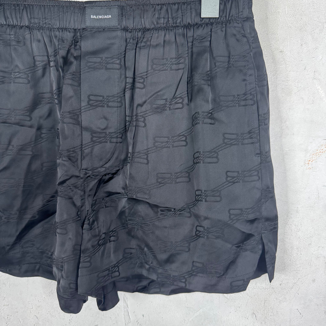 Balenciaga BB Jacquard Monogram Silk Shorts