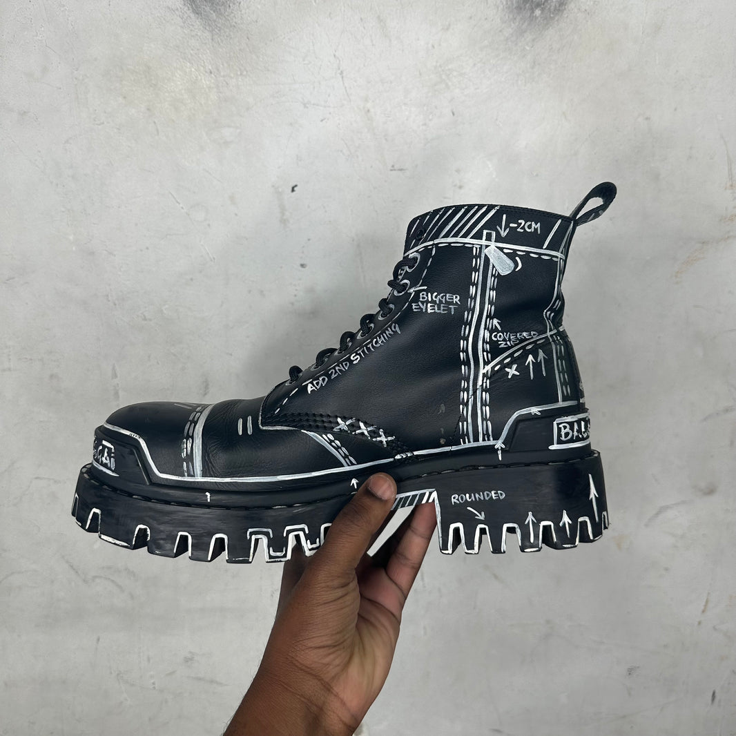 Balenciaga Sketch Leather Strike Boots