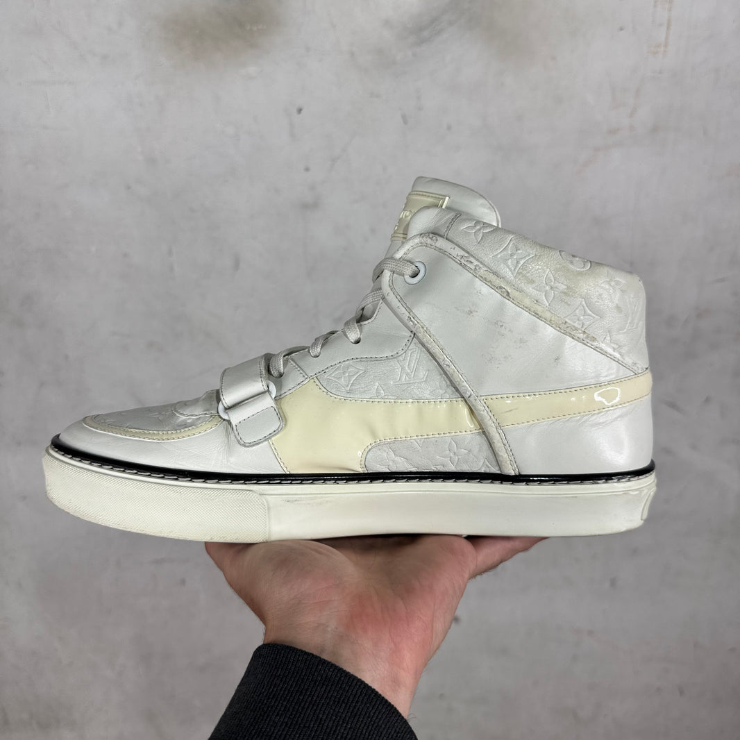 Louis Vuitton White Straped Monogram Patent Sneakers