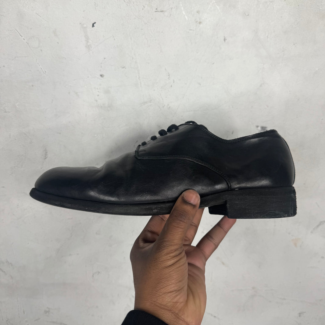 Guidi Black Leather Laced Derbies