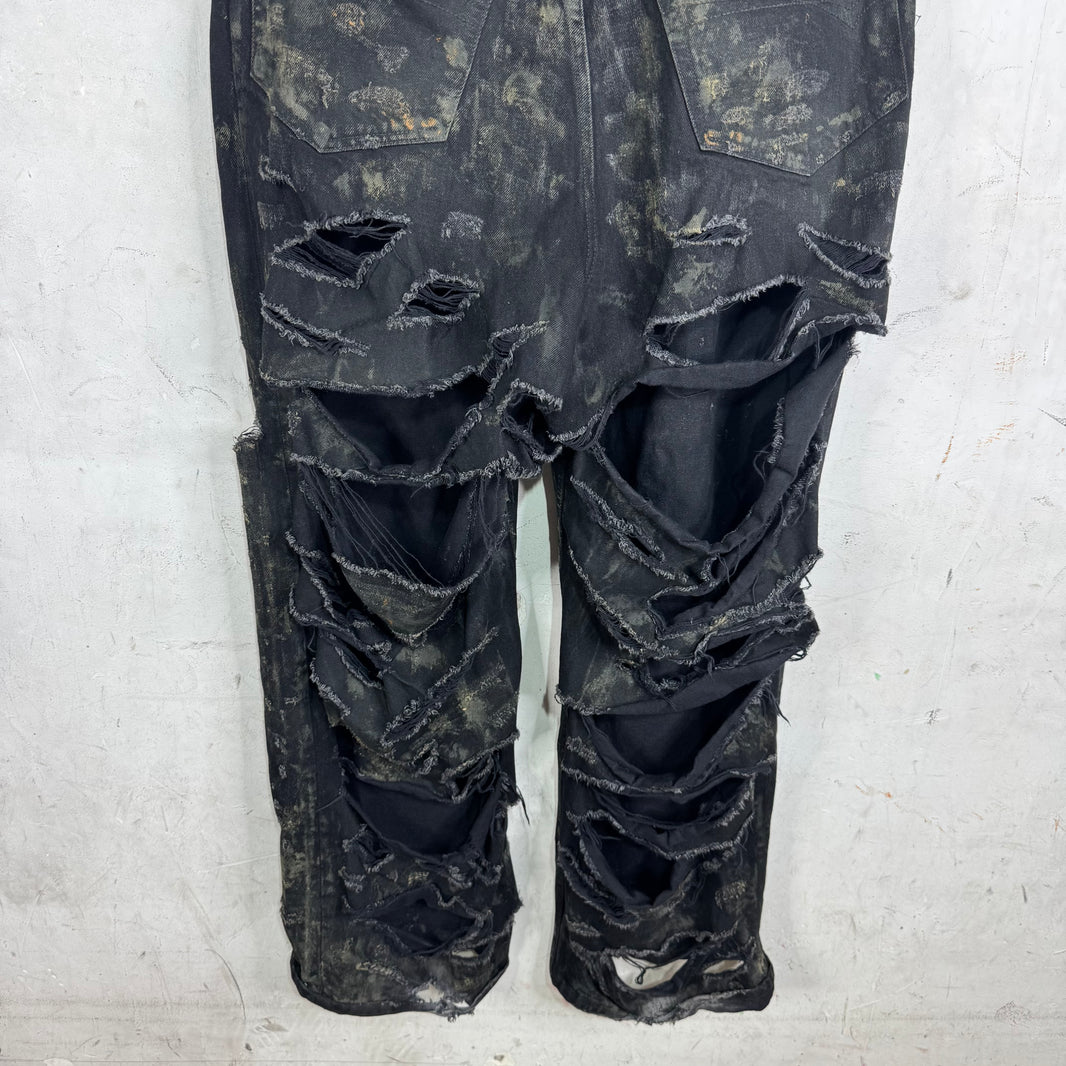 Balenciaga Mud Slashed Jeans