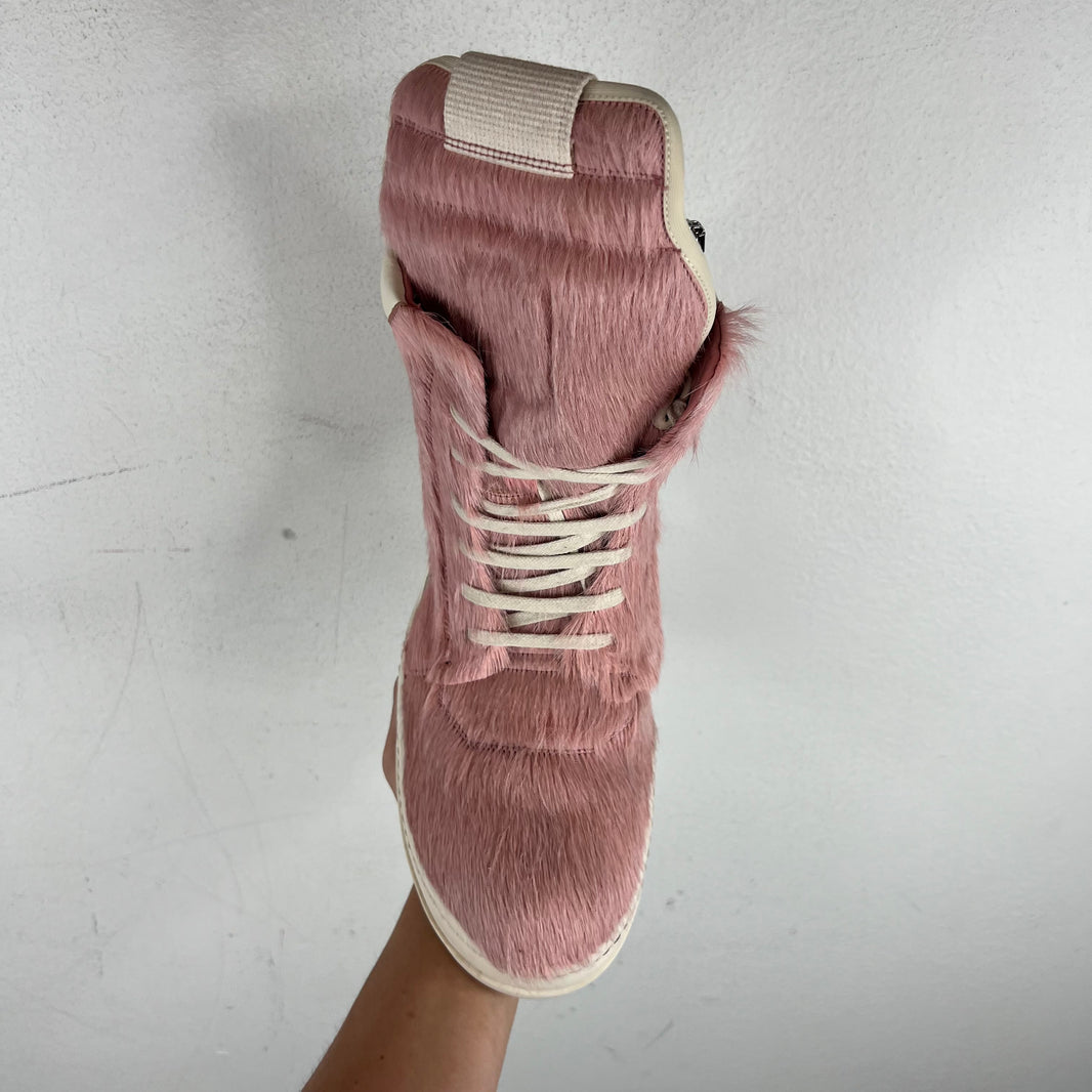 Rick Owens Pink Pony Hair Geobaskets