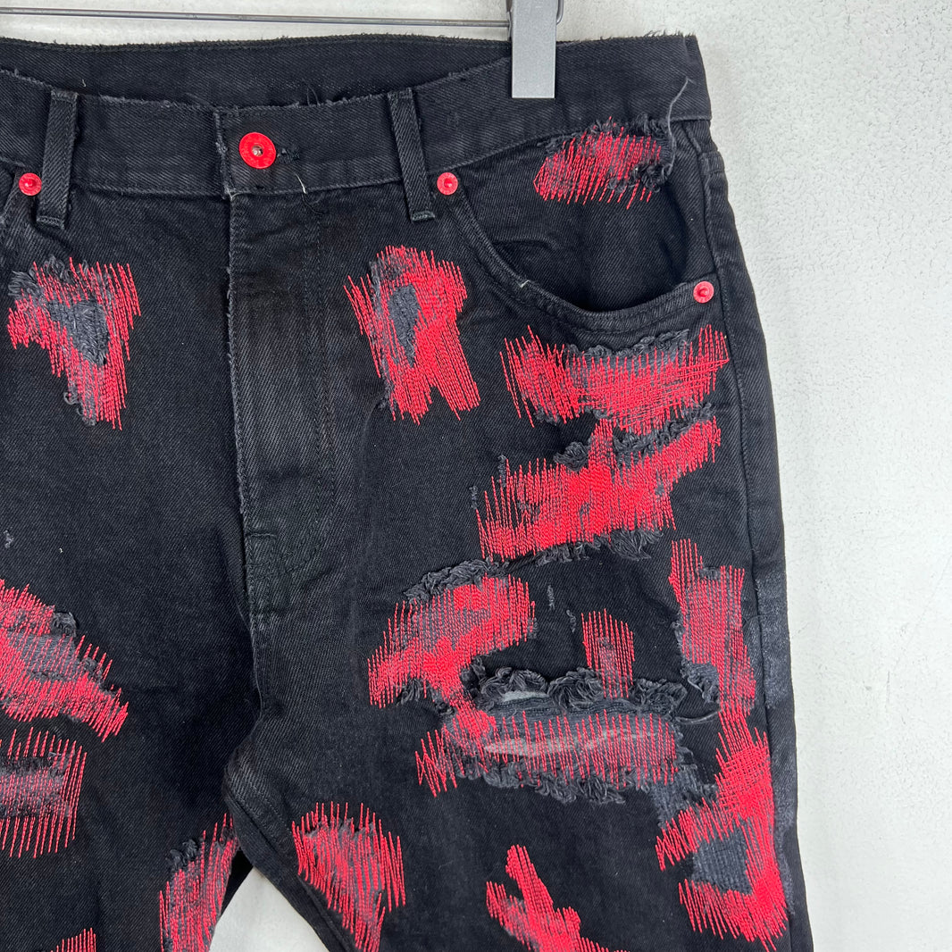 Endless Denim Black/Red Spellout Jeans
