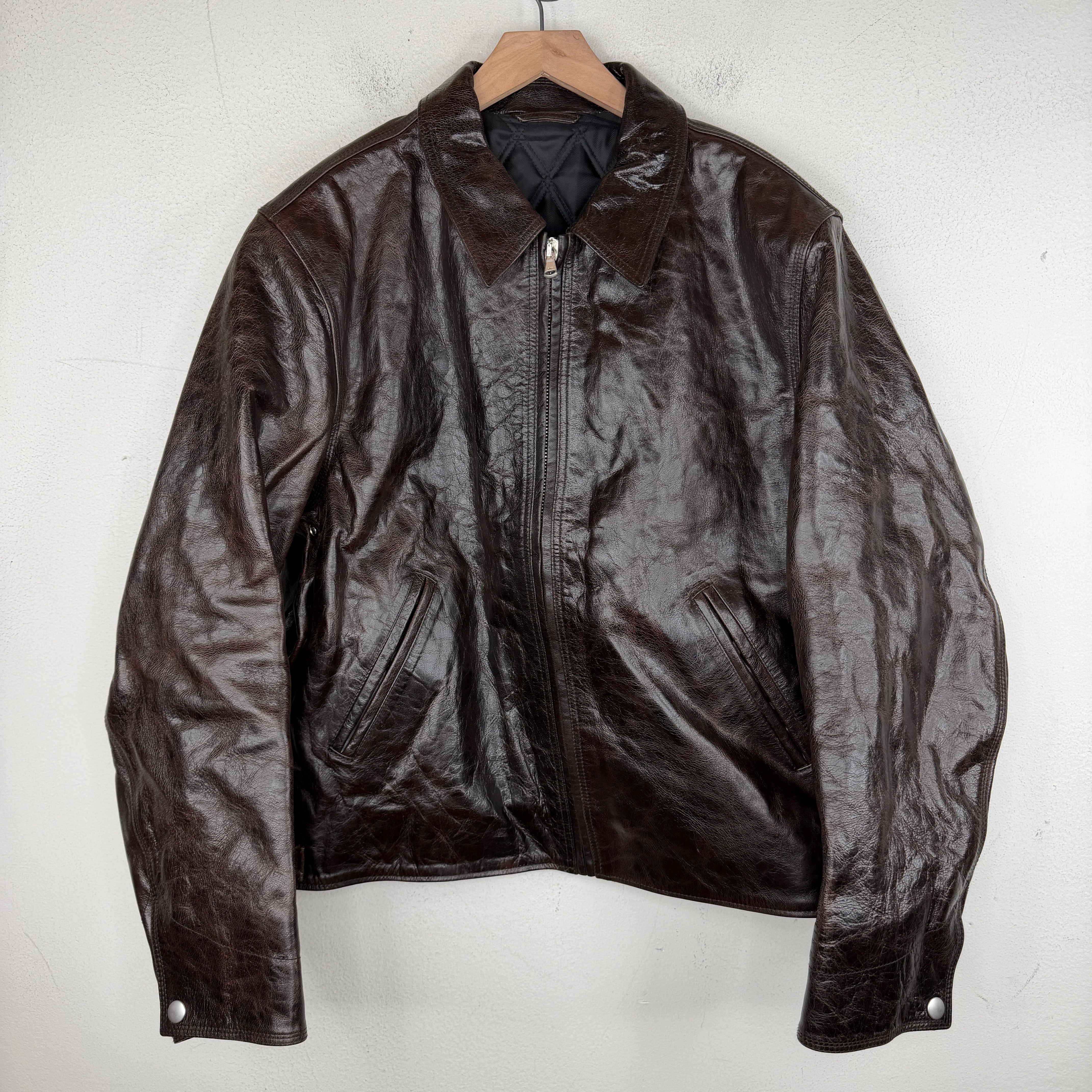 Stussy Brown Goat Leather Garage Zip Up Jacket – www.Lukes.store