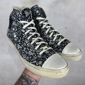 Saint Laurent Patterned Canvas Bedford Skull Sneakers