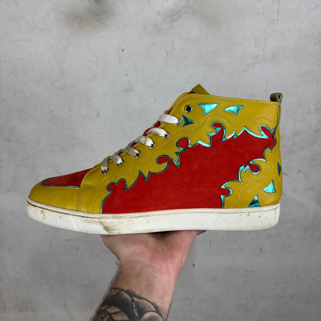 Christian Louboutin Orange/Yellow Cutout Sneakers