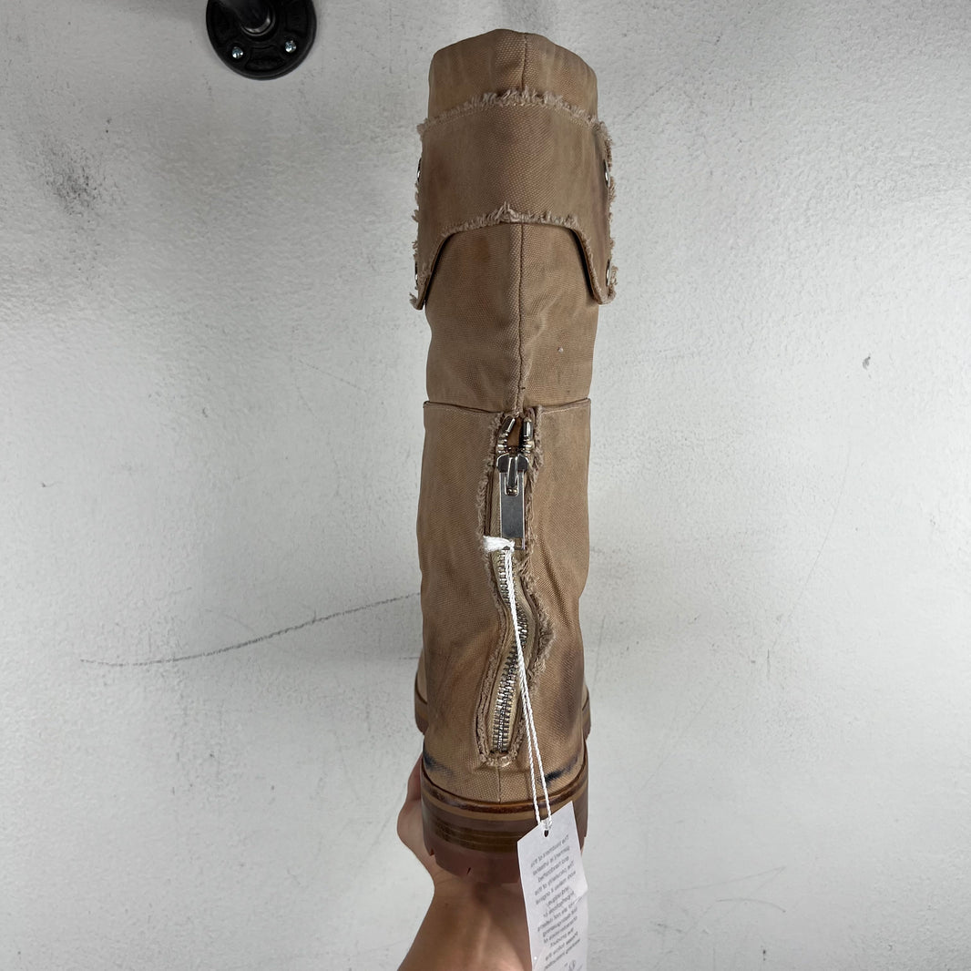 424 Beige Canvas Dragon Rider Boots
