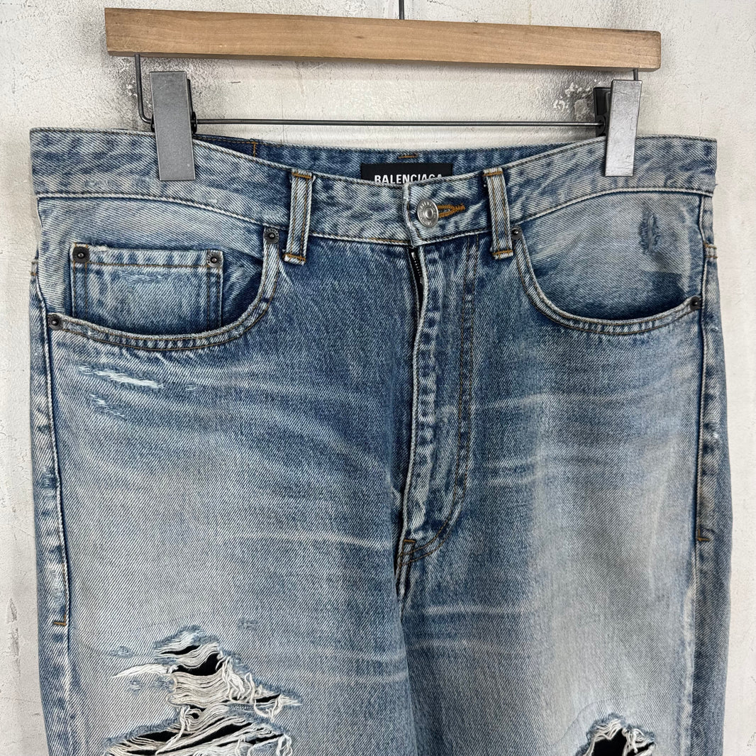 Balenciaga Layered Track Distressed Jeans