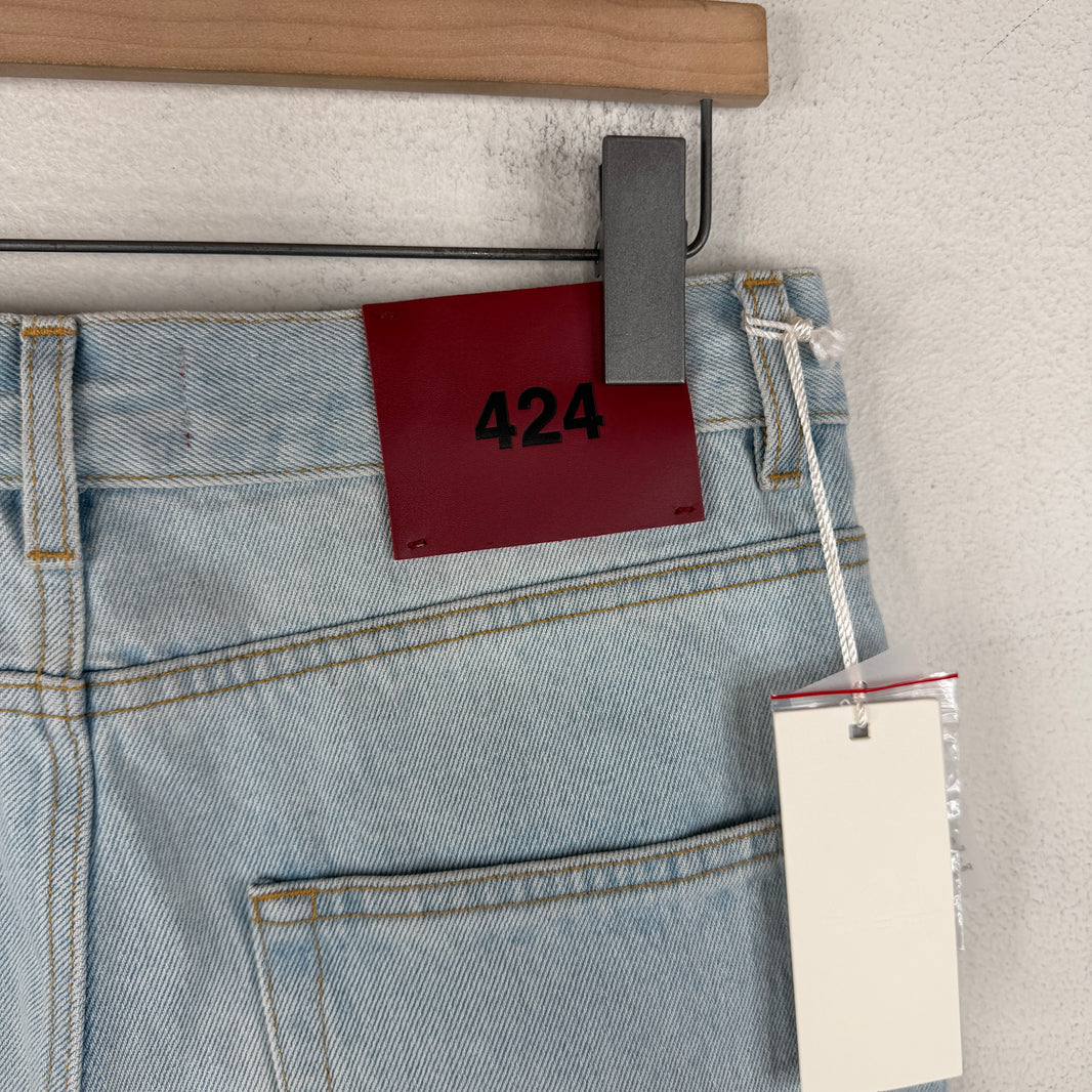 424 Cinched Knee Slim Straight Jeans