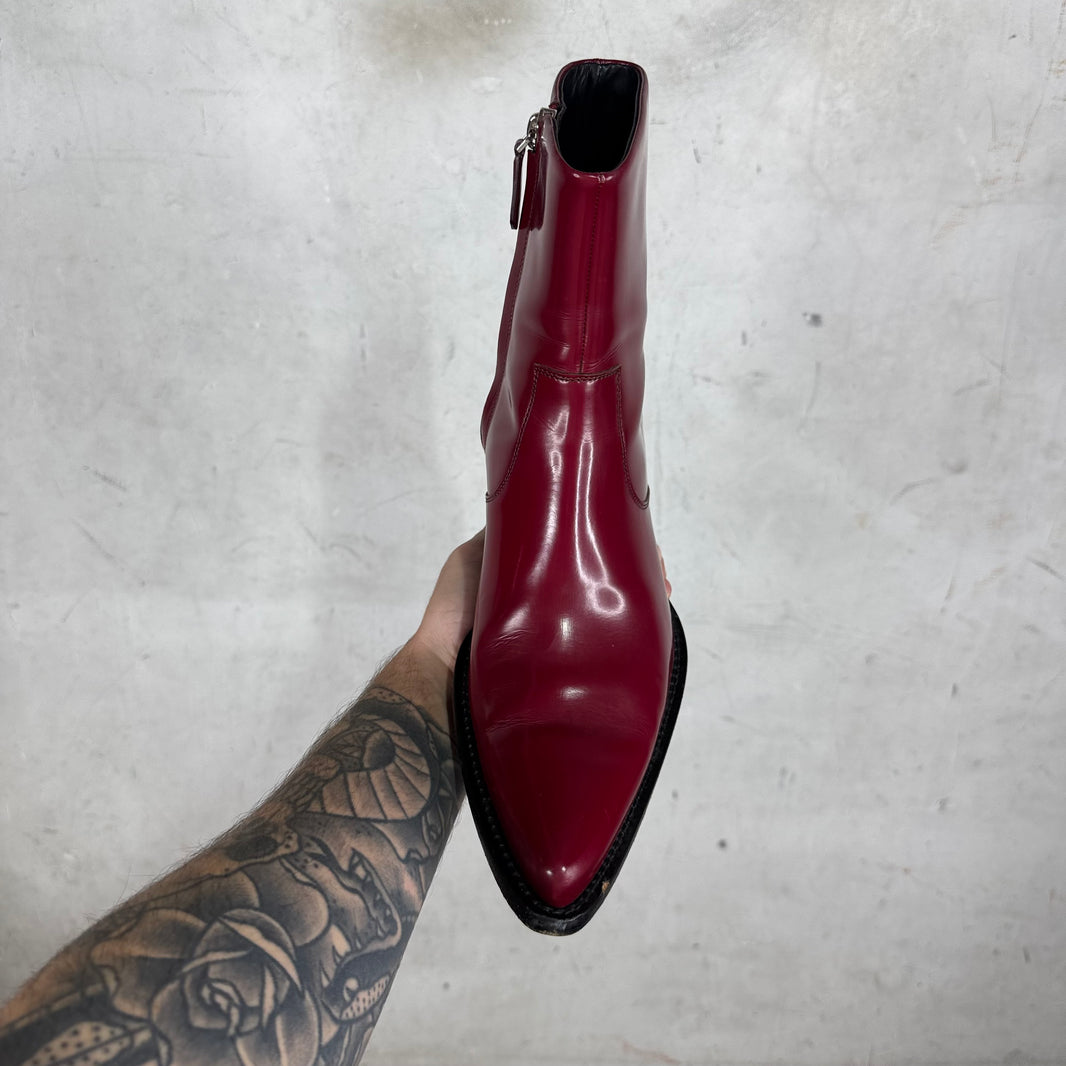 Calvin Klein 205W39NYC Maroon Patent Western Boots