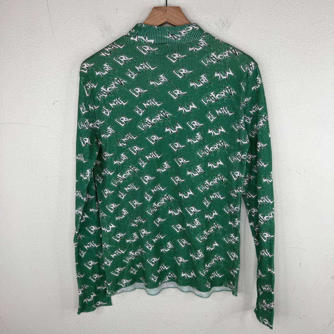 ERL Green Printed Waffle Thermal Longsleeve T-Shirt