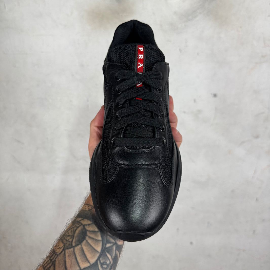 Prada Triple Black Flat Leather Americas Cup