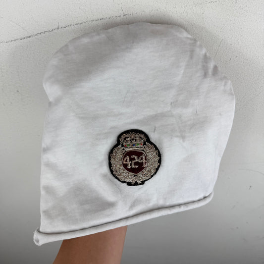 424 Academy Crest White Beanie