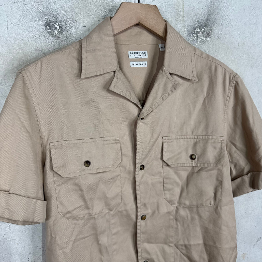 Brunello Cucinelli Camp Collar Snap Button Shirt