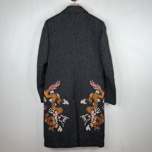 Gucci Wool Dragon Embroidered Trench Coat