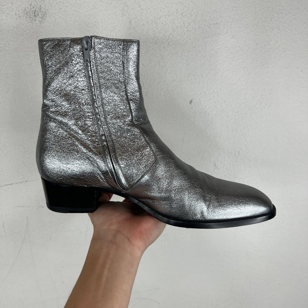 Saint Laurent Silver Wyatt Boots