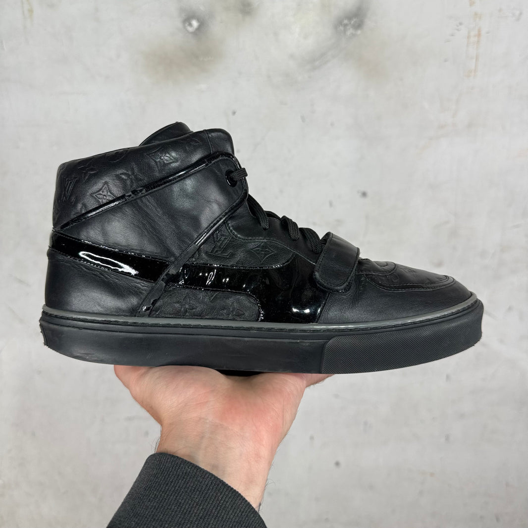 Louis Vuitton Black Straped Monogram Patent Sneakers