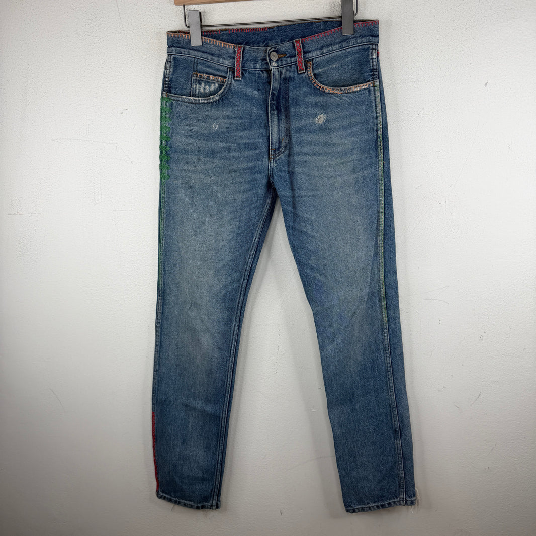 Gucci Embroidered Bird Jeans