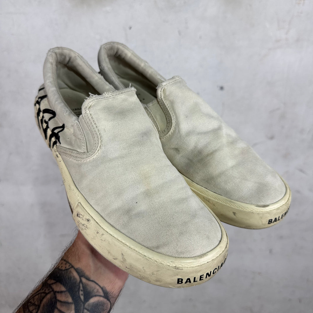Balenciaga Distressed Paris Slip Ons