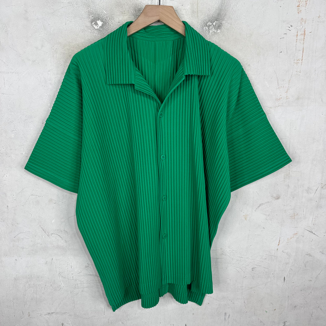 Issey Miyake Homme Plisse Green Buttoned Shirt