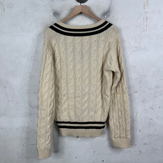 Celine Cable Knit V-Neck Sweater
