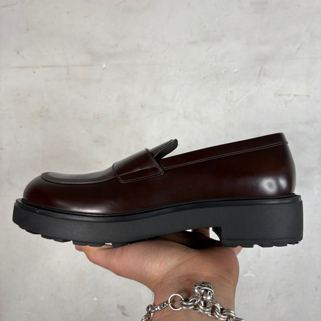 Prada Brown Leather Chunky Loafers