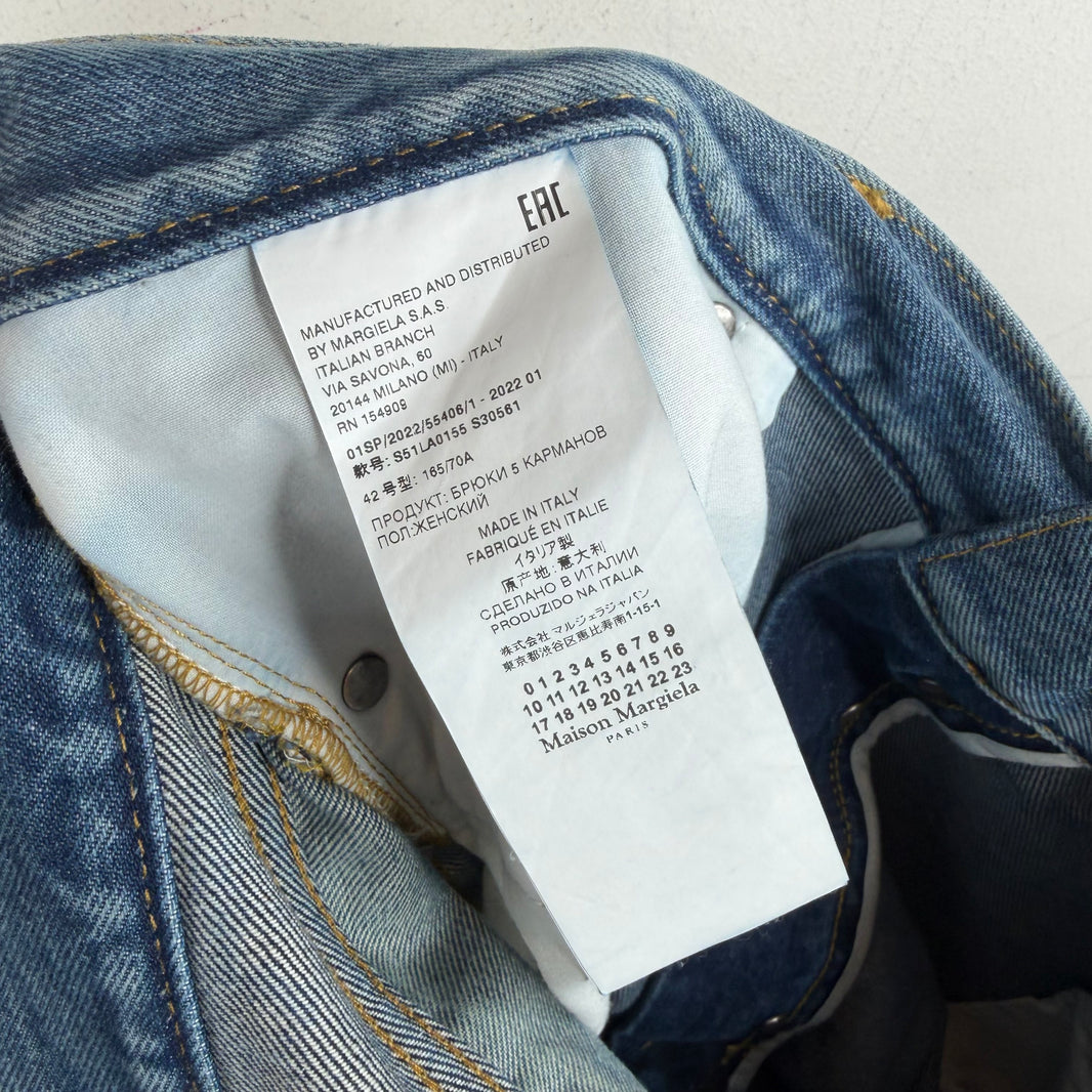 Margiela Blue Two Tone Contrast Stitch Denim Jeans