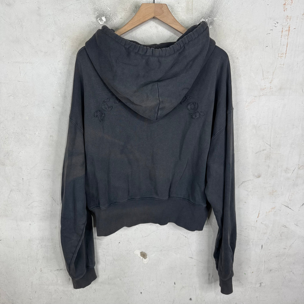 Acne Studios Grey Cropped Zip Up Hoodie