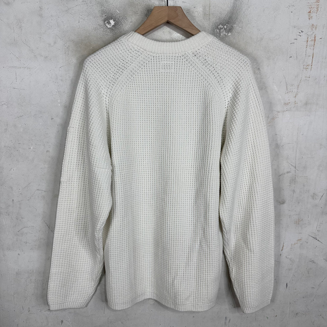 CP Company White Waffle Knitted Sweater