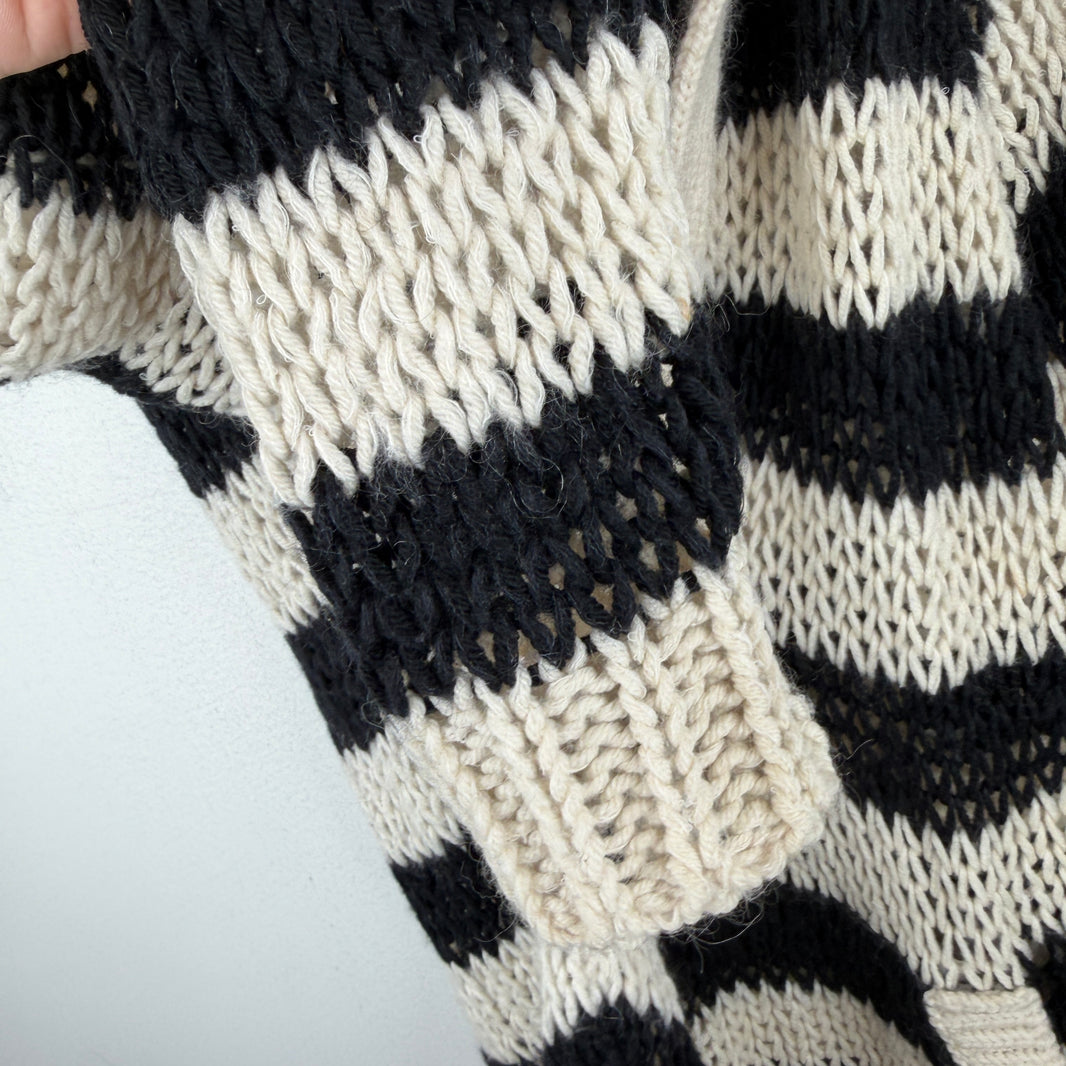 Saint Laurent Striped Cable Knit Hooded Sweater