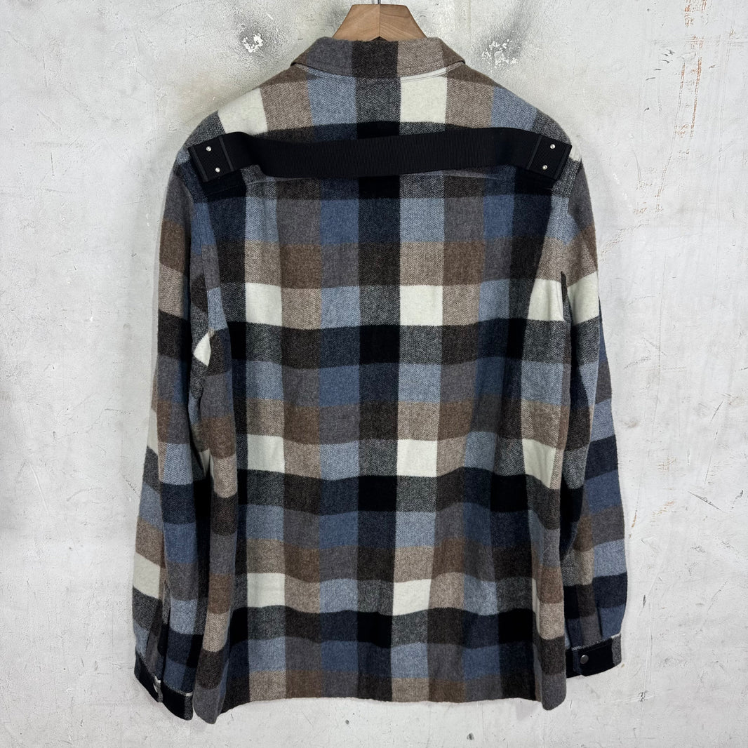 Rick Owens Porterville Wool Strapped Checkered Flannel