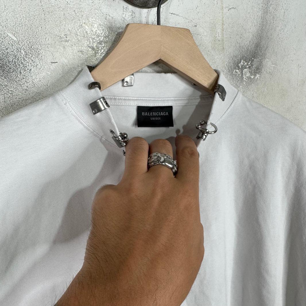 Balenciaga Pierced Collar Distressed T-Shirt