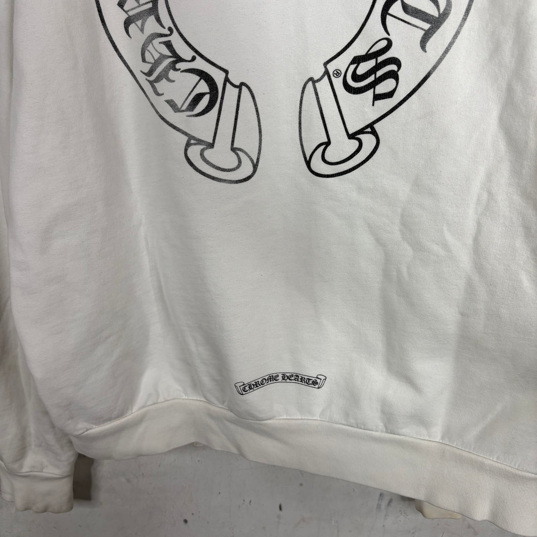 Chrome Hearts Smoked White Floral Horseshoe Zip Hoodie