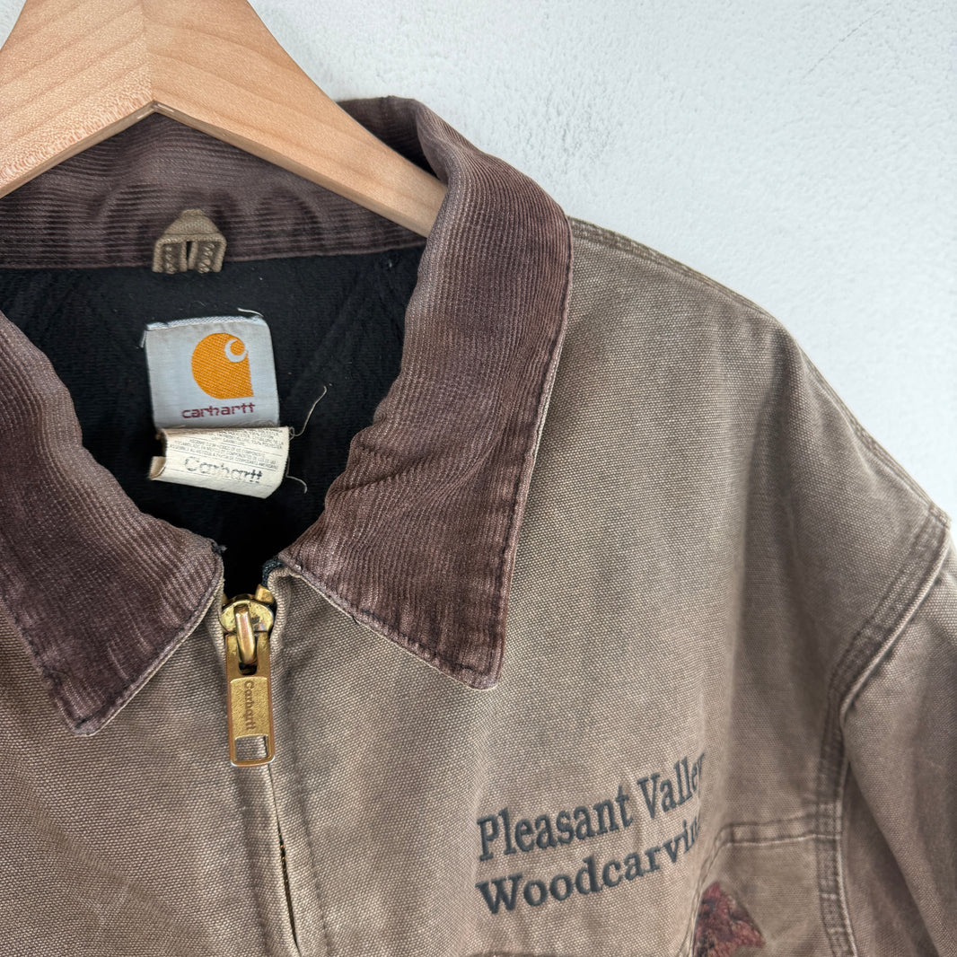 Vintage Carhartt Brown Santa Fe Pleasant Valley Woodcarving Jacket