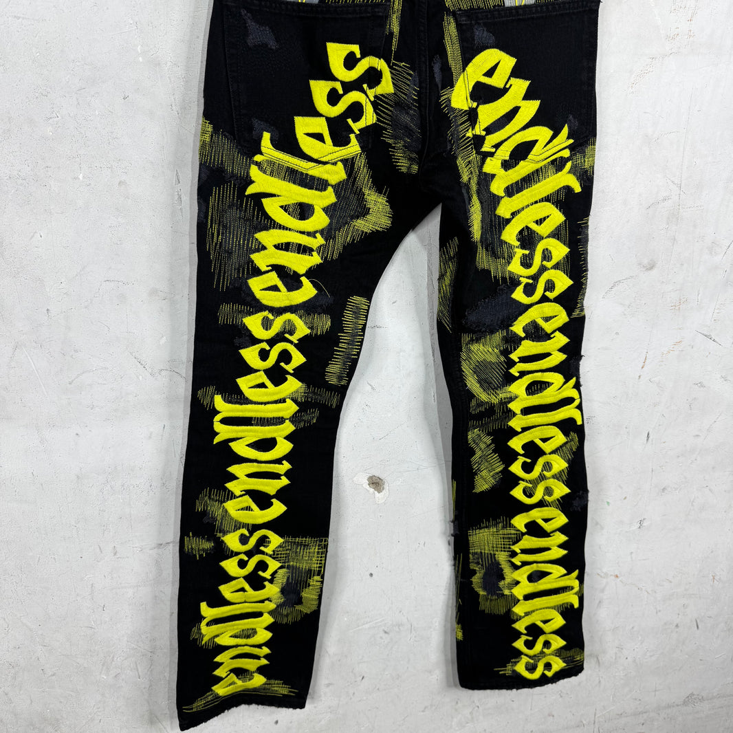Endless Denim Yellow Stitch Repaired Denim