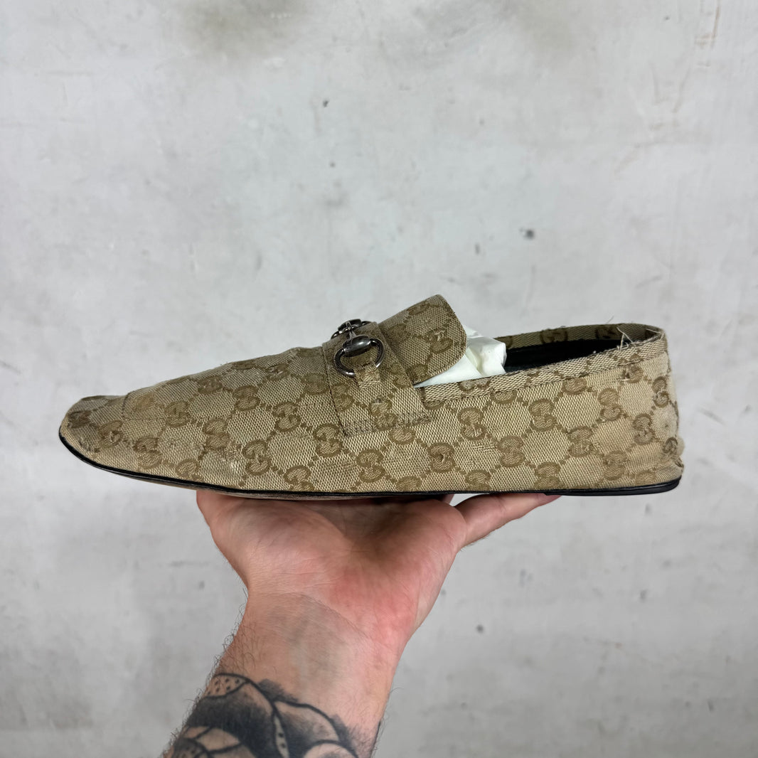 Gucci Monogram Distressed Raggazo Mules