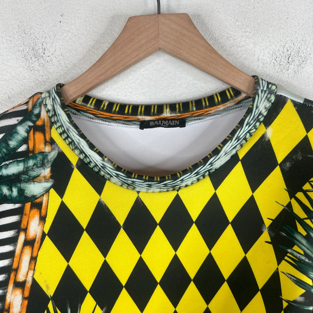 Balmain Checkerboard Barocco Neoprene Sweater