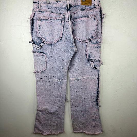 Louis Vuitton Purple Flayed Monogram Flared Carpenter Jeans
