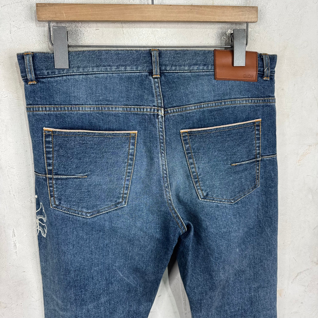 Dior Shawn Stussy Bee Embroidered Jeans