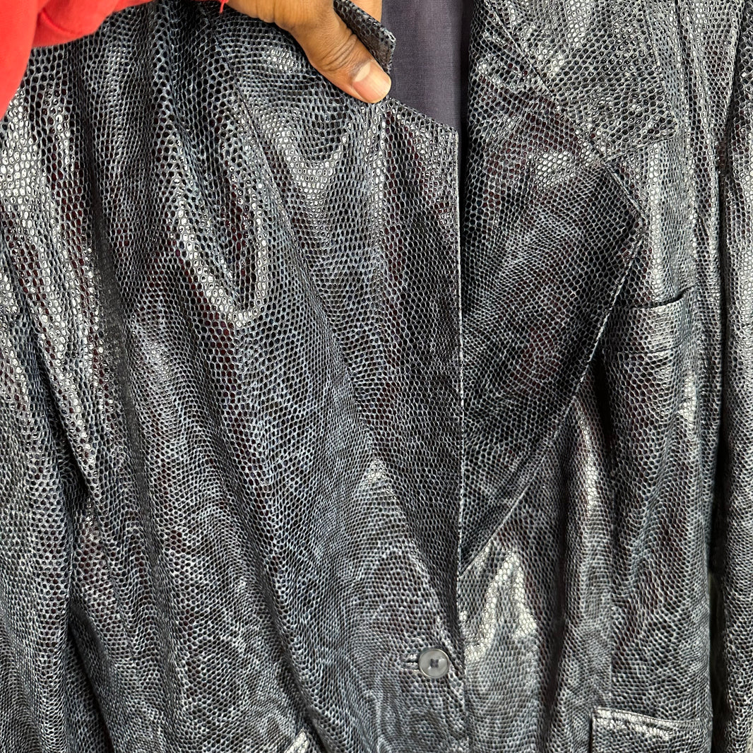 Linda Allard Pebbled Leather Patent Blazer