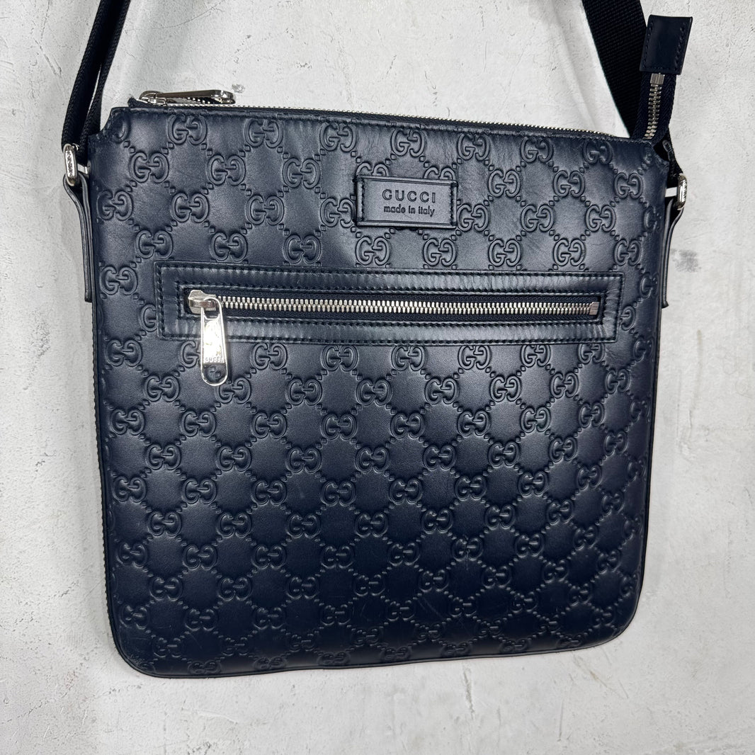 Gucci Monogram Embossed Messenger Bag