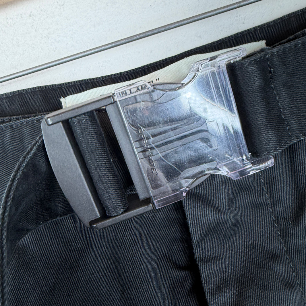 Off White Clear Buckle Black Slim Pants